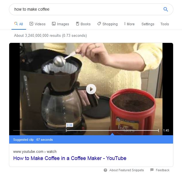 YouTube Featured Snippet